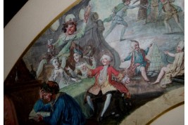 Le théatre du monde au palais de Plutus, feuilles d' éventails XVIIIème
