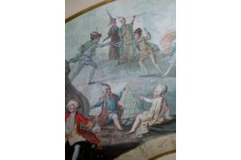 Le théatre du monde au palais de Plutus, feuilles d' éventails XVIIIème