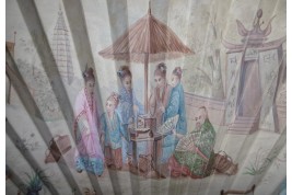 Le marchand de nouveautés en Chine, éventail XIXème siècle