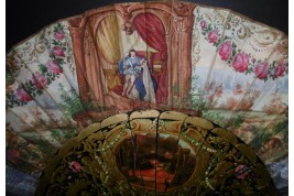King Athur and Guinevere ... and volcano, fan circa 1850