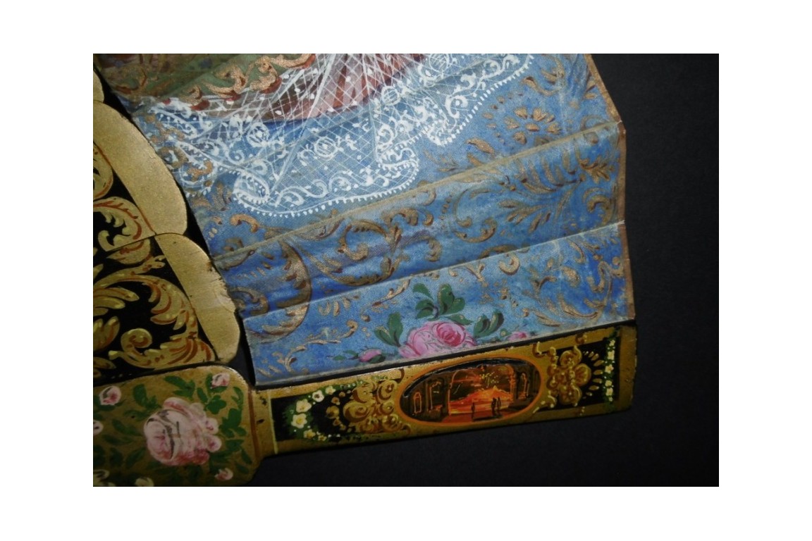 King Athur and Guinevere ... and volcano, fan circa 1850