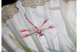 Iris and dragonfly, Art Nouveau fan by Daudet and Duvelleroy