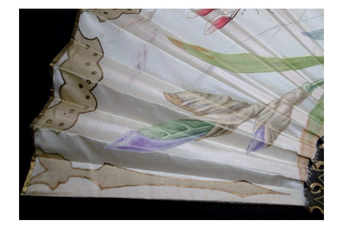 Iris et libellule, éventail Art Nouveau de Daudet et Duvelleroy