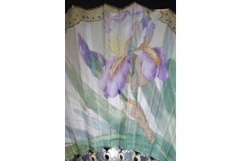 Iris et libellule, éventail Art Nouveau de Daudet et Duvelleroy