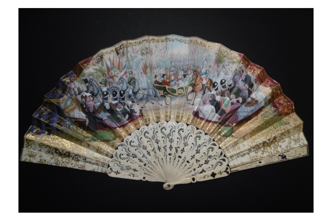 The entry of Queen Victoria into Paris, fan circa 1855