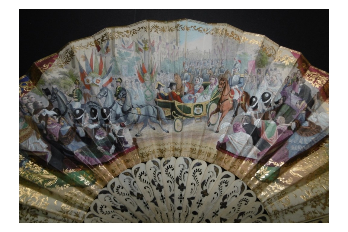 The entry of Queen Victoria into Paris, fan circa 1855