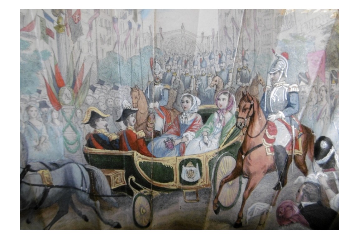 The entry of Queen Victoria into Paris, fan circa 1855
