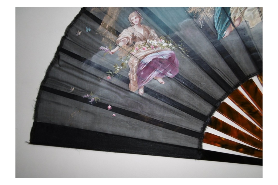 Nymphs of the four seasons, fan circa 1880-1890