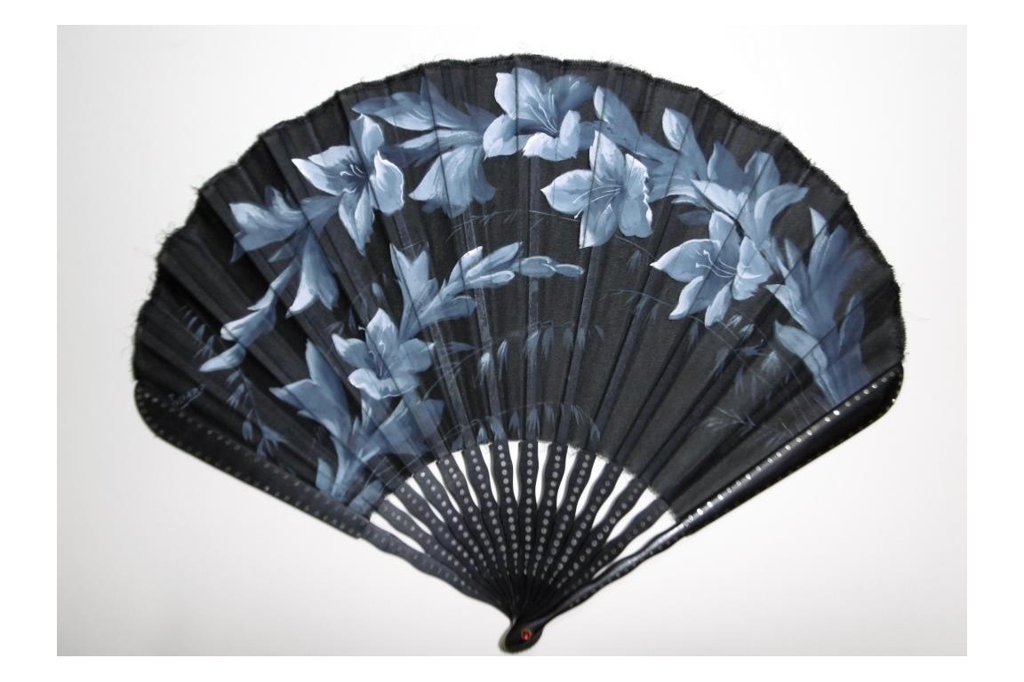 Gladioli by Gerard, Duvelleroy fan, cica 1900