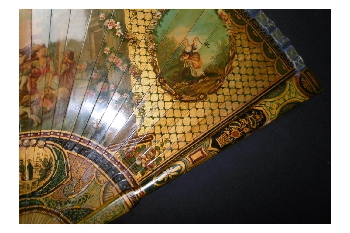 Golden pastoral, 19th century fan