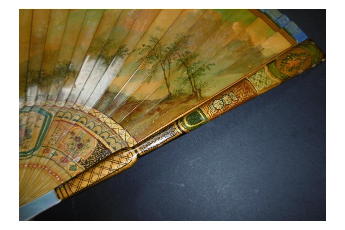 Golden pastoral, 19th century fan