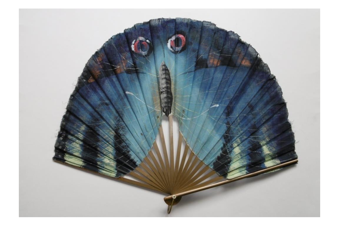 Blue butterfly, early 20th century fan