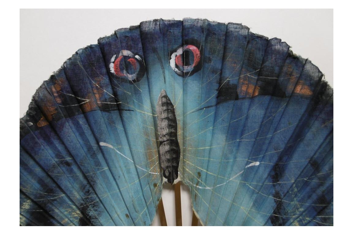 Blue butterfly, early 20th century fan