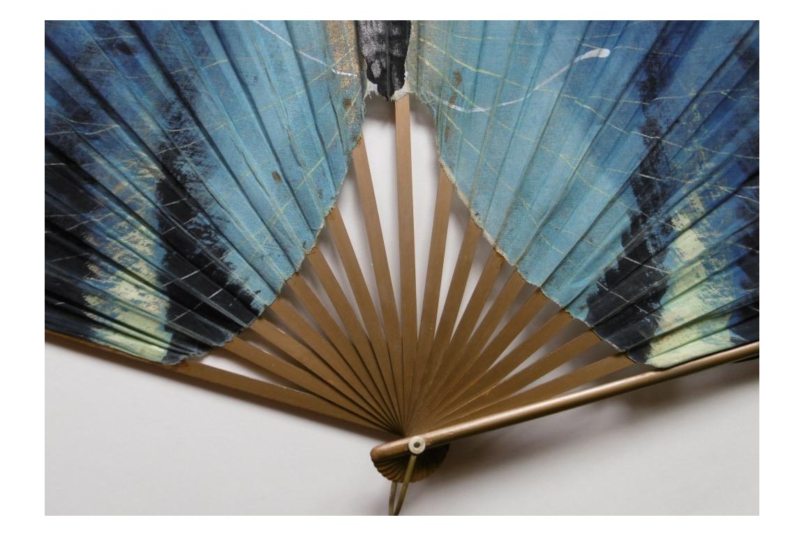 Blue butterfly, early 20th century fan