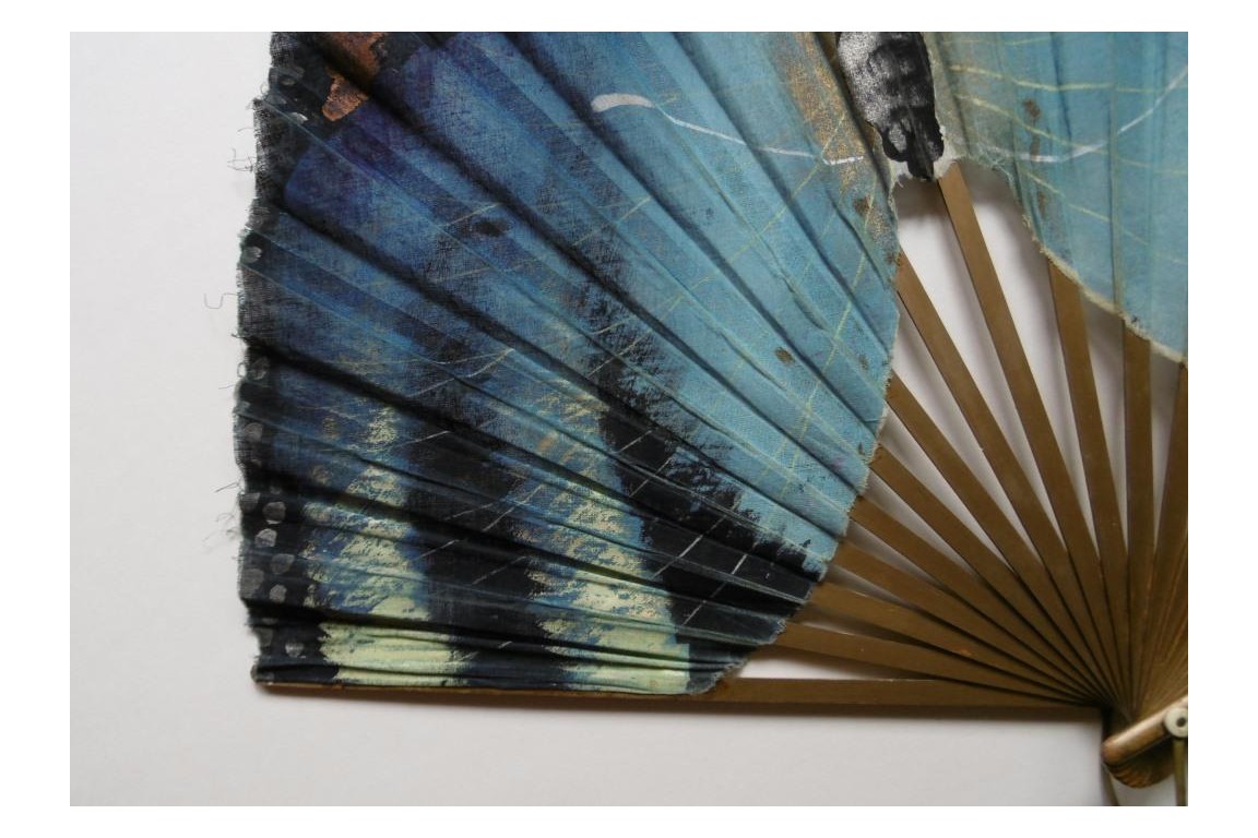 Papillon bleu, éventail début XXème
