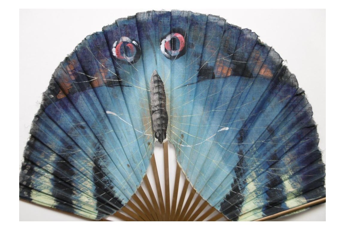 Blue butterfly, early 20th century fan