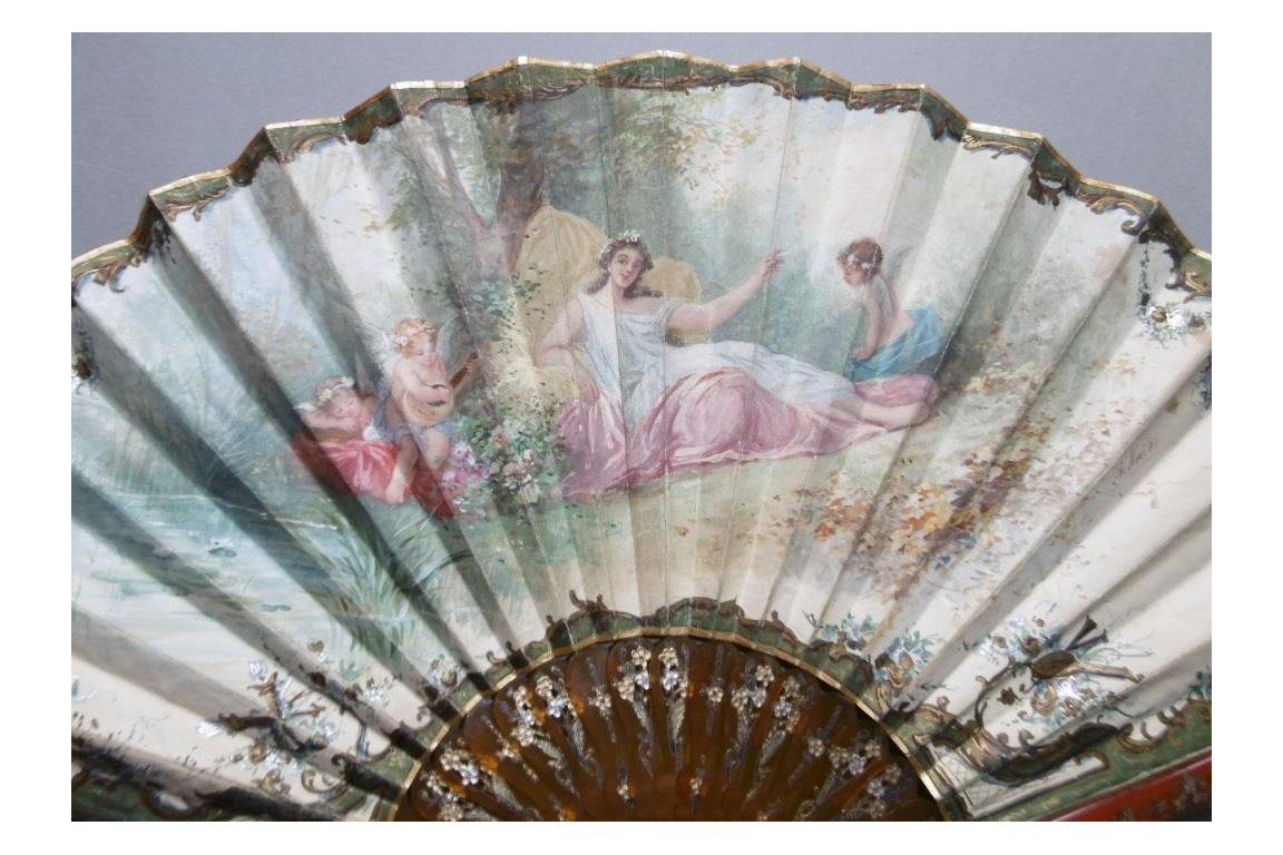 Nymph of love, fan by Neiter and Kees, circa 1900