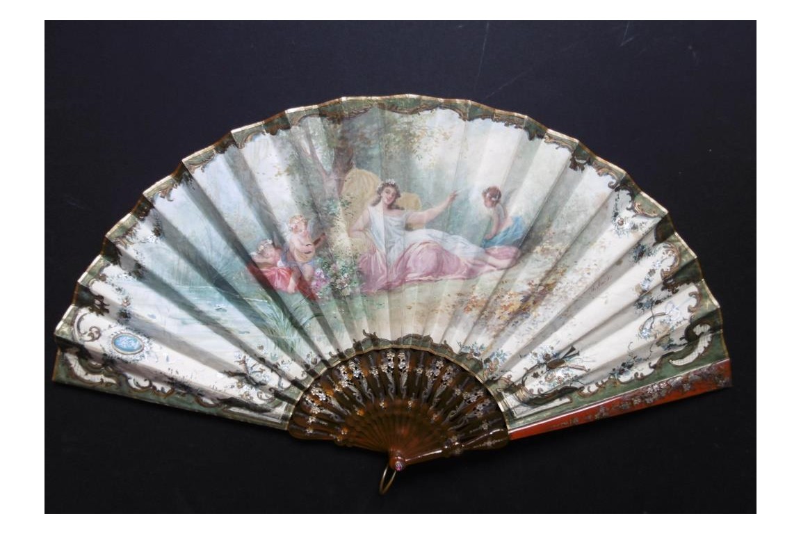 Nymph of love, fan by Neiter and Kees, circa 1900