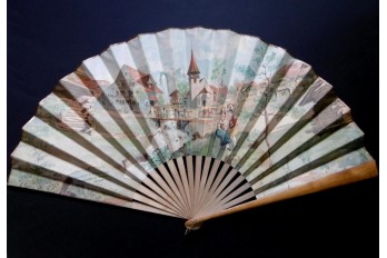 Fan Souvenir du village Suisse, Swiss exhibition 1896