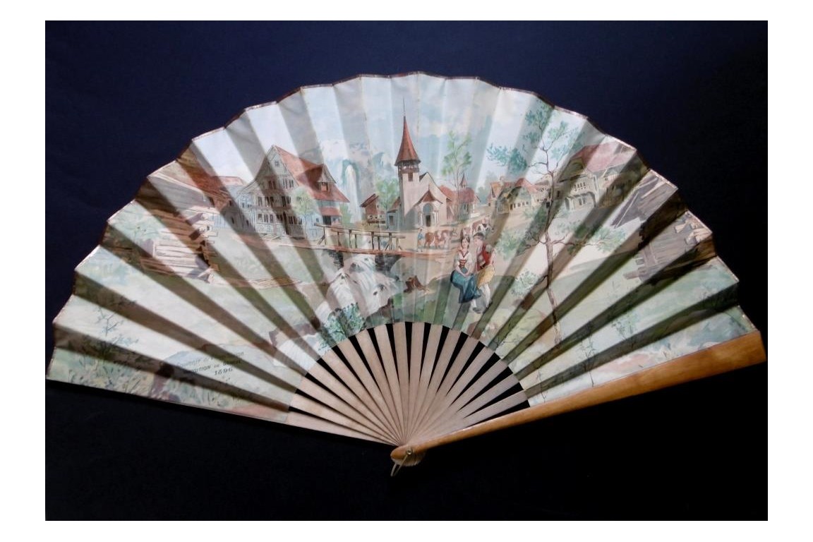Fan Souvenir du village Suisse, Swiss exhibition 1896