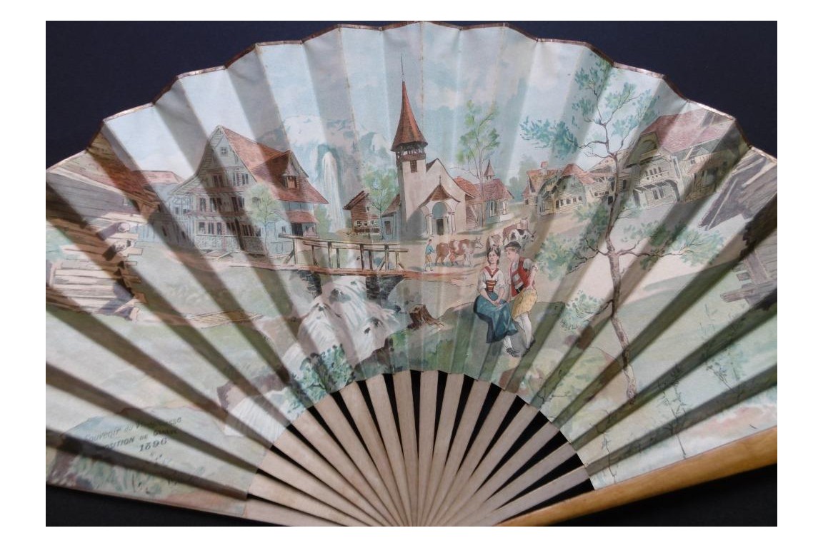 Fan Souvenir du village Suisse, Swiss exhibition 1896