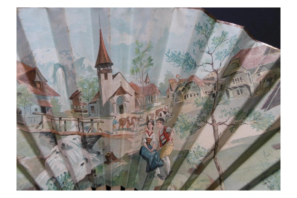 Fan Souvenir du village Suisse, Swiss exhibition 1896