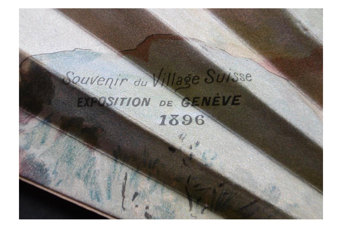 Éventail Souvenir du Village Suisse, exposition de Genève 1896