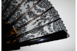 Flowers in Chantilly, lace fan, circa 1870