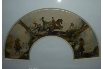 Fox hunting, fan leaf, 19th century