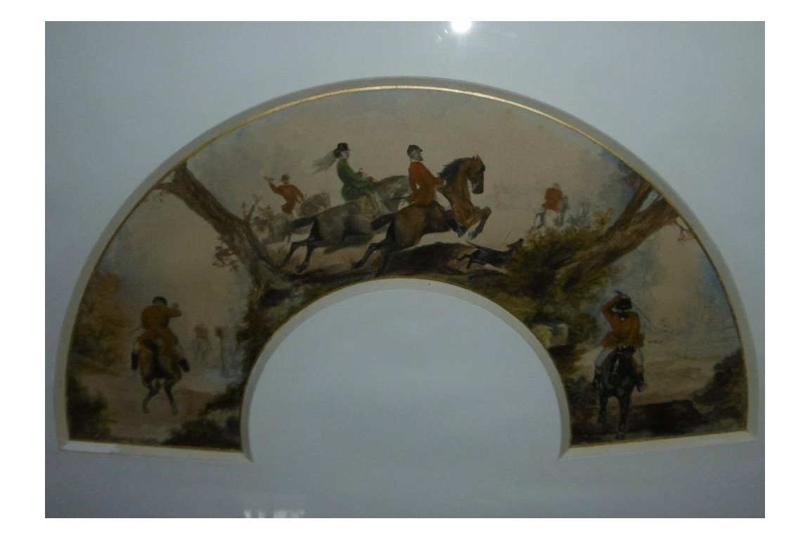 Fox hunting, fan leaf, 19th century