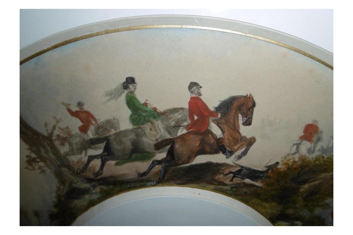 Fox hunting, fan leaf, 19th century