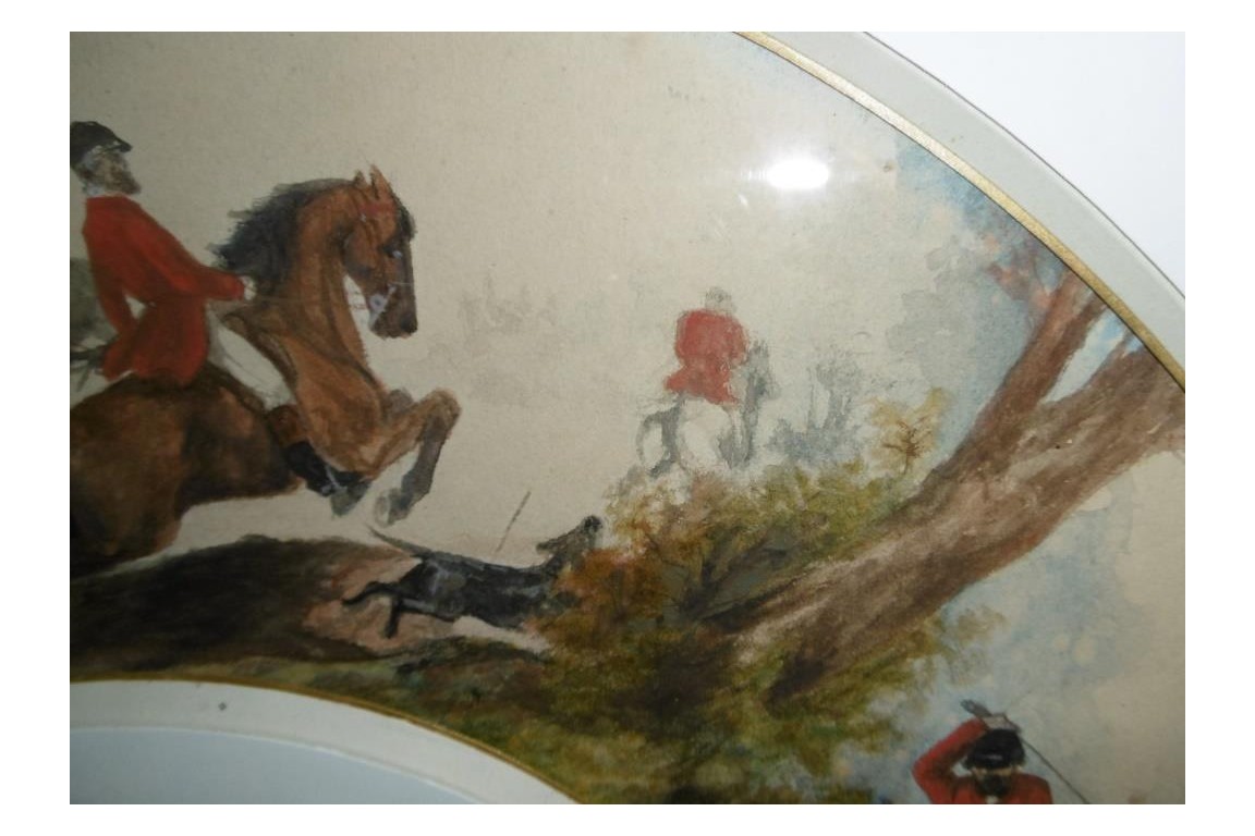 Fox hunting, fan leaf, 19th century