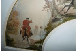 Chasse à courre, projet d'éventail XIXème siècle