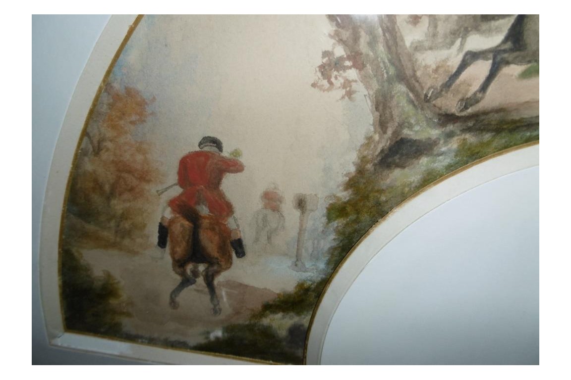 Fox hunting, fan leaf, 19th century