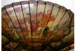 Nobles arriving at the port, late 19th century fan. Spain ?