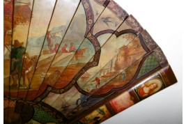Nobles arriving at the port, late 19th century fan. Spain ?