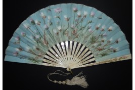 Bees and thistles, fan circa 1900