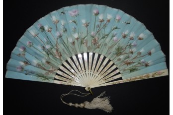 Bees and thistles, fan circa 1900