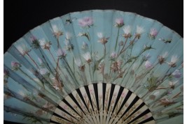 Bees and thistles, fan circa 1900