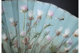 Bees and thistles, fan circa 1900