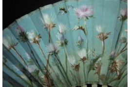 Bees and thistles, fan circa 1900