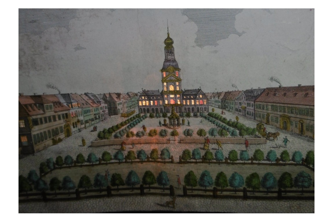 Vue de la place d'Armes, vue d'optique jour nuit, XVIIIème
