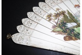 Snack time, dance card fan, circa 1820-30