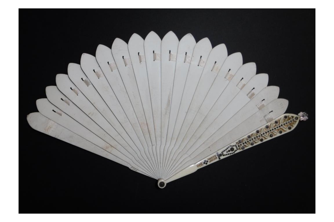 Snack time, dance card fan, circa 1820-30