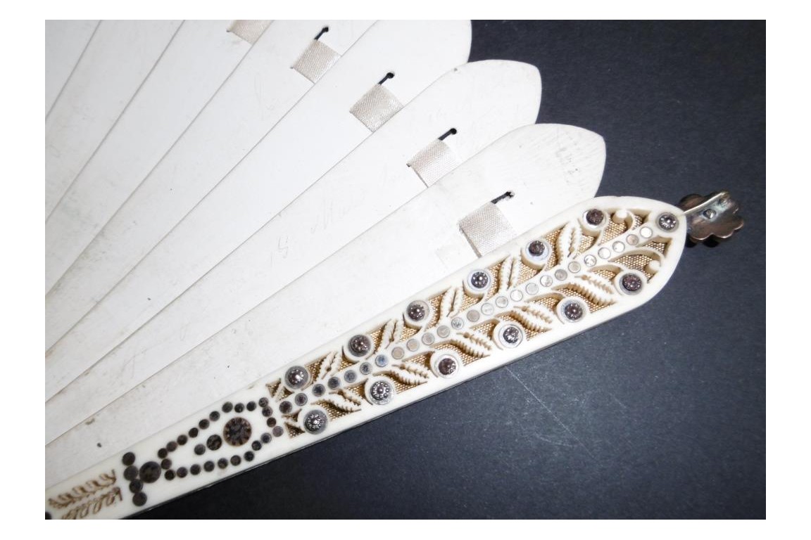 Snack time, dance card fan, circa 1820-30