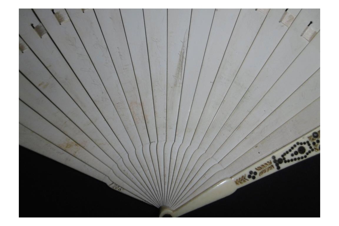 Snack time, dance card fan, circa 1820-30