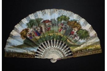 Skating in winter and socializing in summer, fan circa 1830