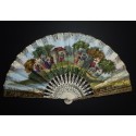 Skating in winter and socializing in summer, fan circa 1830