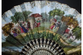 Patinage l'hiver et mondanités l'été, éventail vers 1830