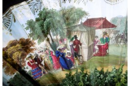 Patinage l'hiver et mondanités l'été, éventail vers 1830